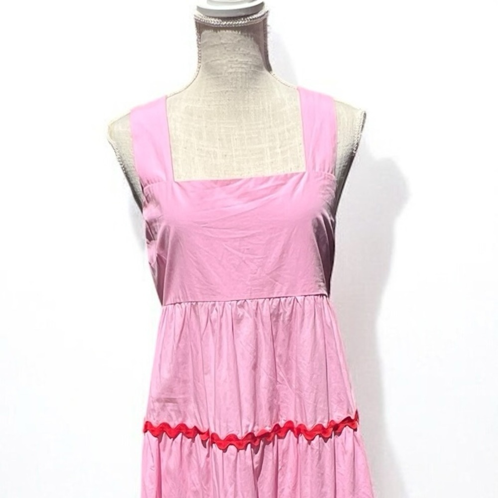 🌻Day + Moon Pink Ric Rac Embroidered Midi Length Dress Size Large - Picture 5 of 11